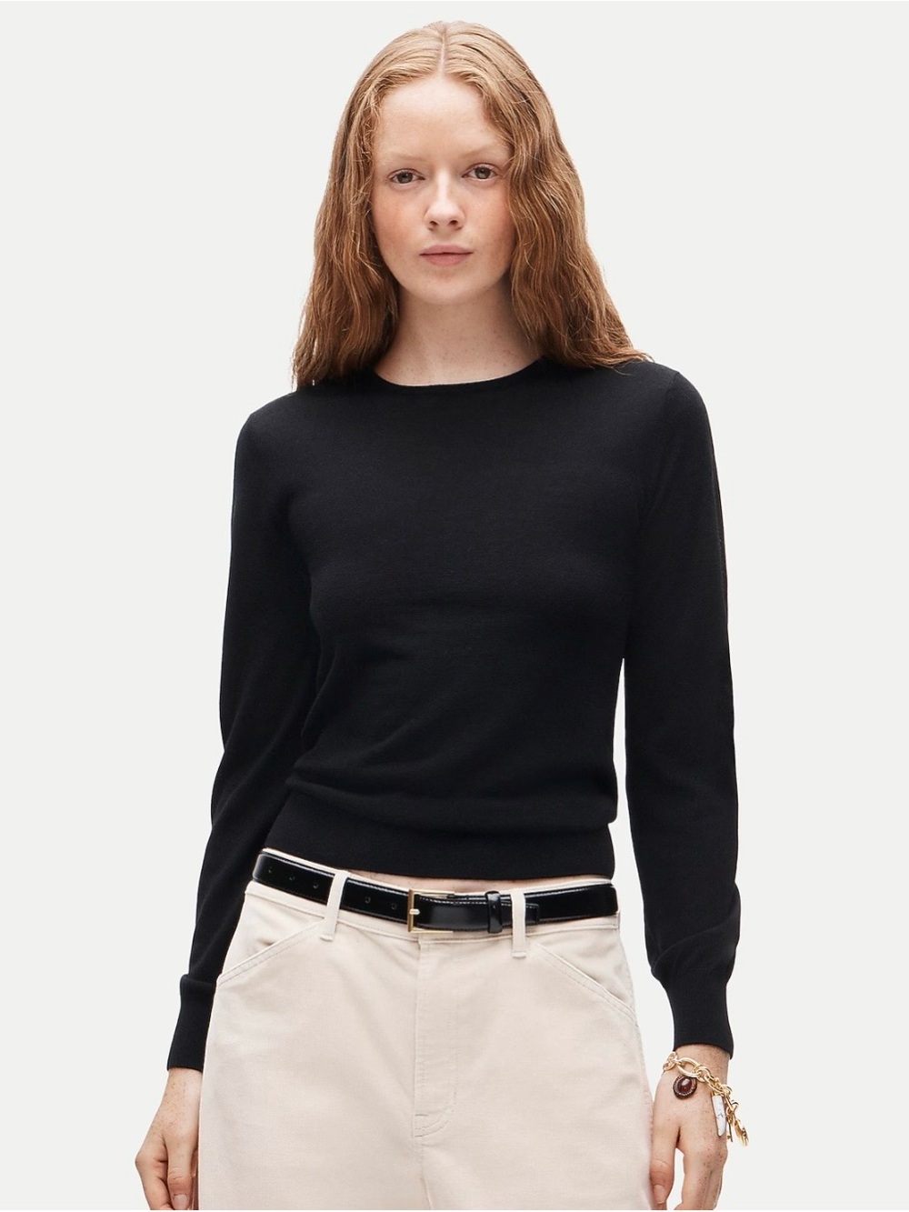 J CREW Clair Black Crewneck Women’s Sweater in merino wool blend Small size